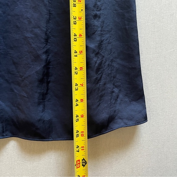 Aritzia Wilfred Navy Satin Button Front Long Sleeve Midi Dress Size S - Picture 7 of 11